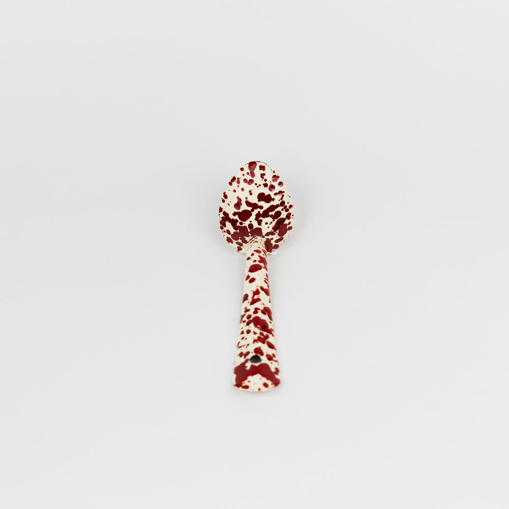 Splatter Enamelware Small Spoon - Burgundy & Cream Splatter