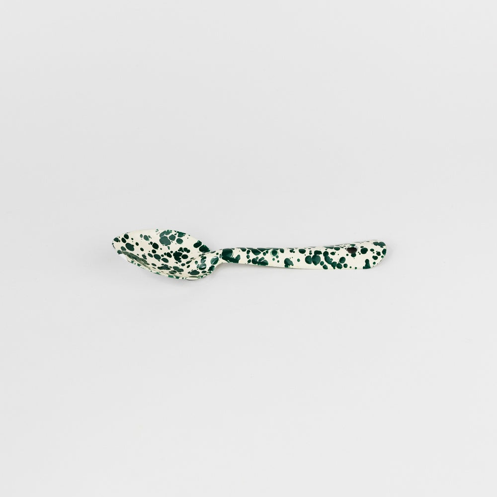 Splatter Enamelware Small Spoon - Green & Cream Splatter