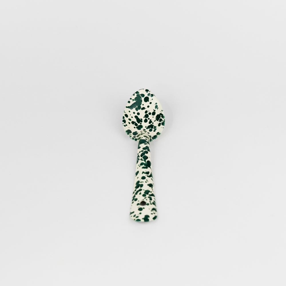Splatter Enamelware Small Spoon - Green & Cream Splatter