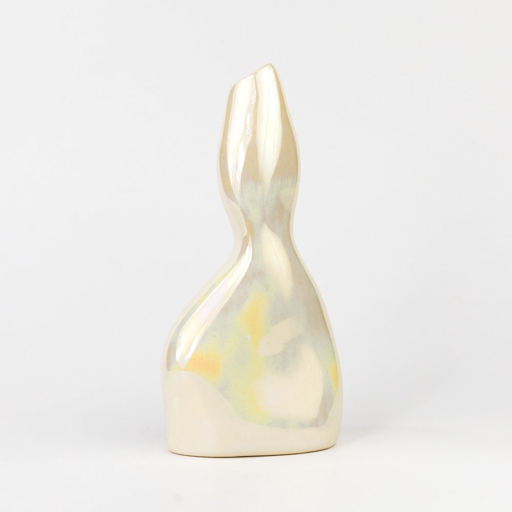 Decorative vase with marble-like pattern on a white background