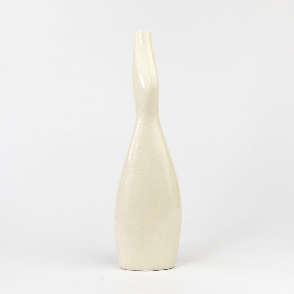 White ceramic vase on a white background