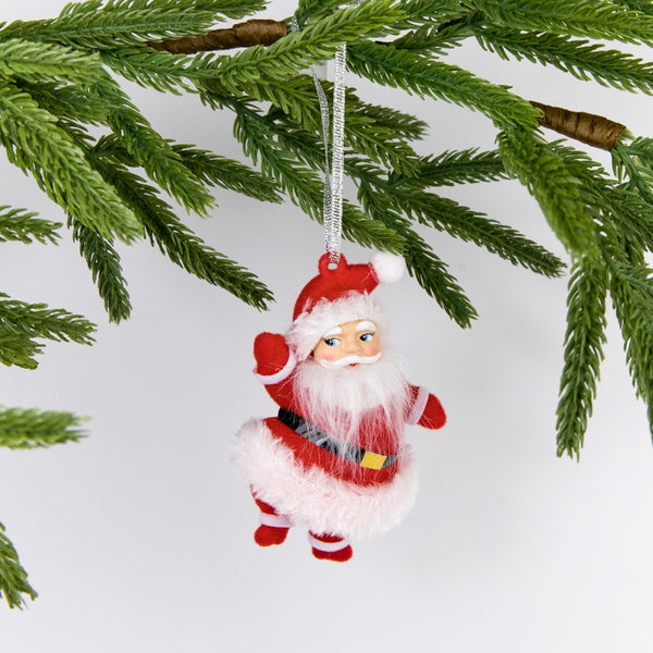 Retro Dancing Christmas Santa Ornament - Red