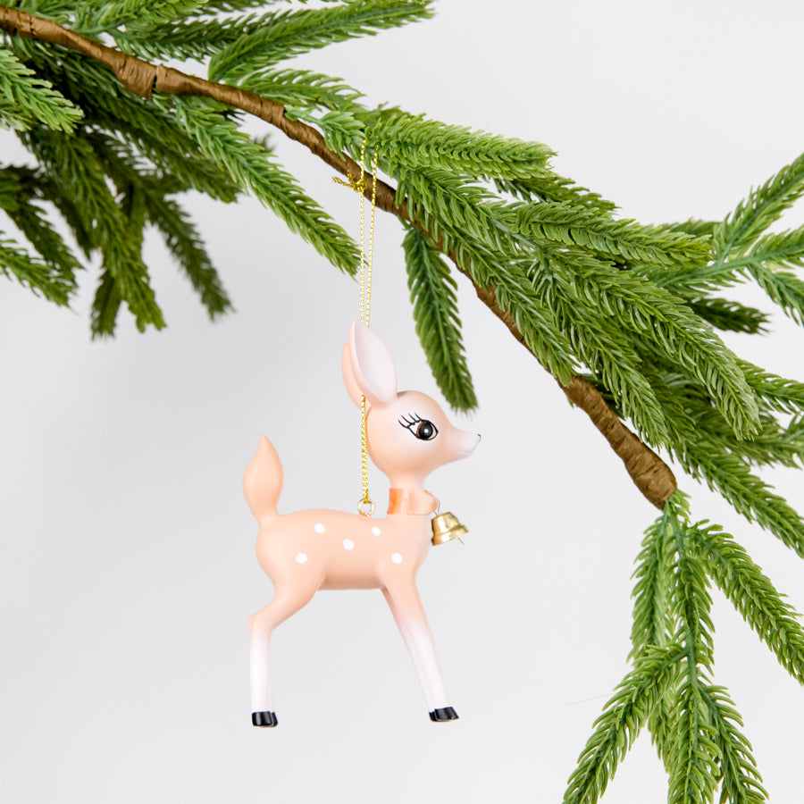 Retro Deer Ornament - Peach