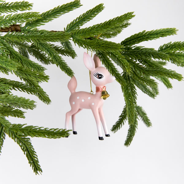 Retro Deer Ornament - Pink