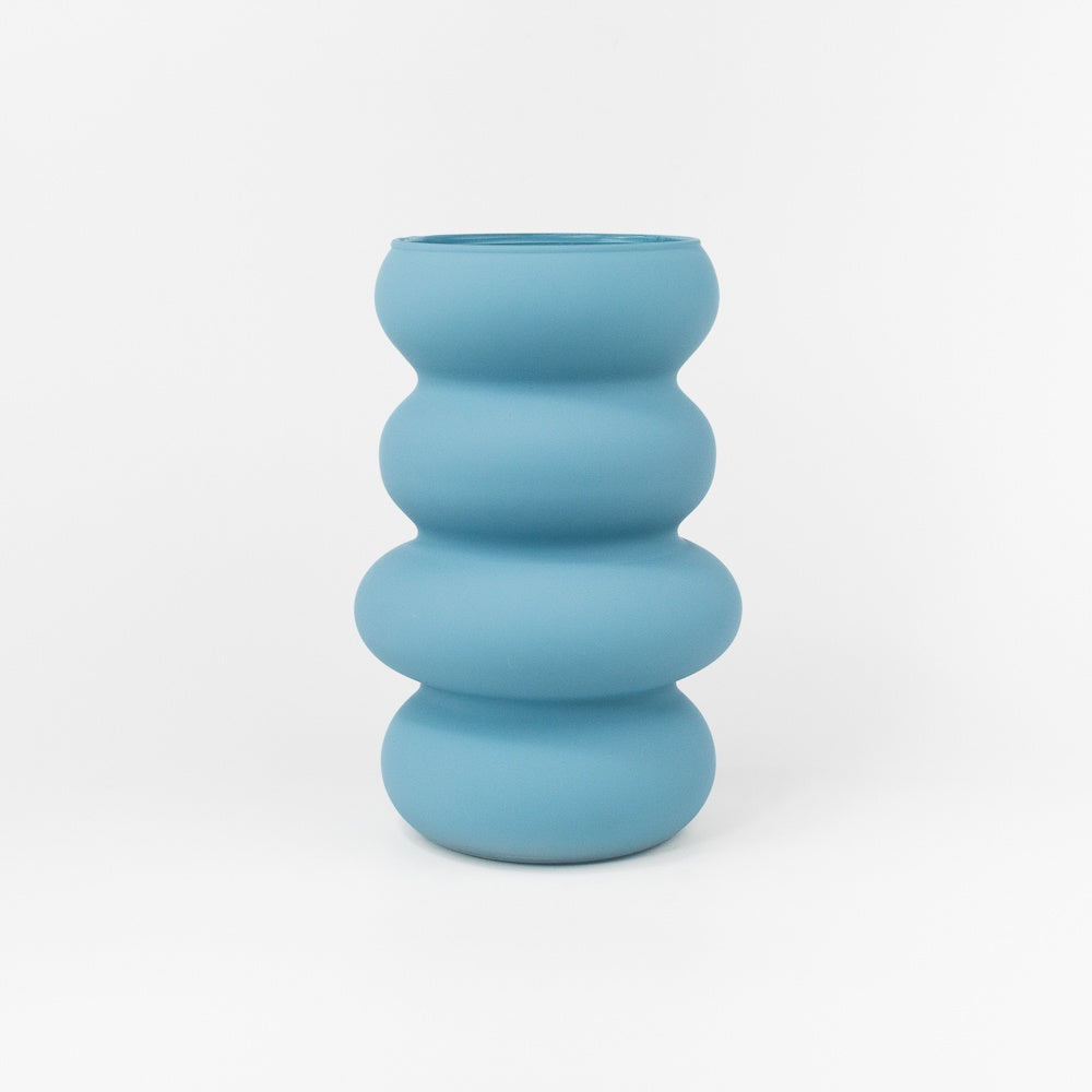 Glass Floral Vase - Darker Blue