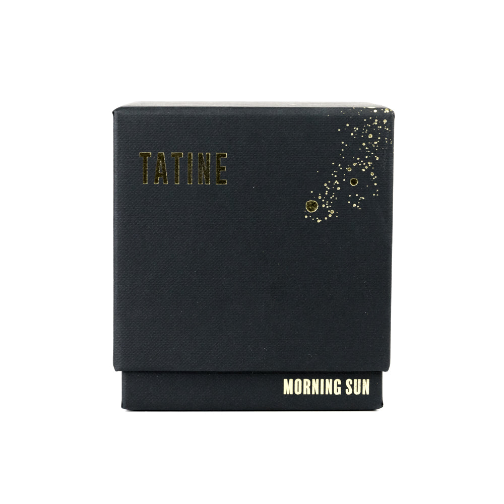 Black box with 'Tatine' branding and 'Morning Sun' text on a white background