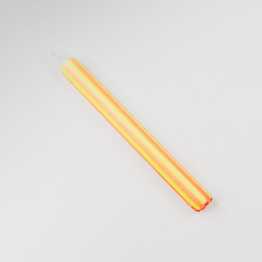 Neon Pinstripe Candle - Neon Yellow & Pink