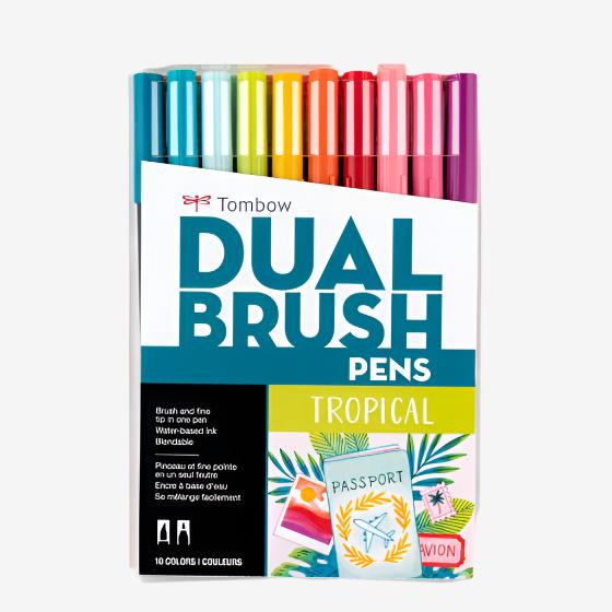 Dual Brush Pens 10-Pen Set - Tropical