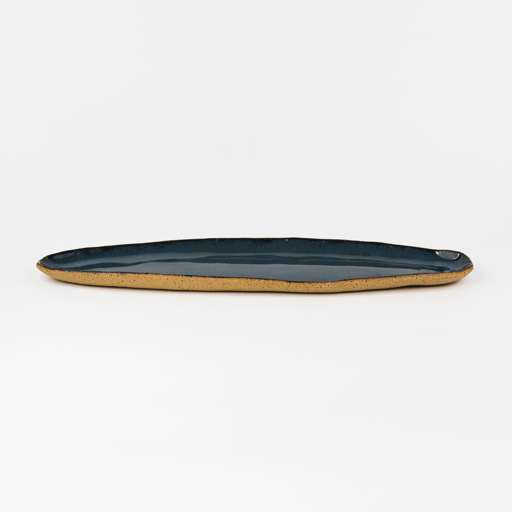Skinny Oval Ceramic Tray - Midnight Blue