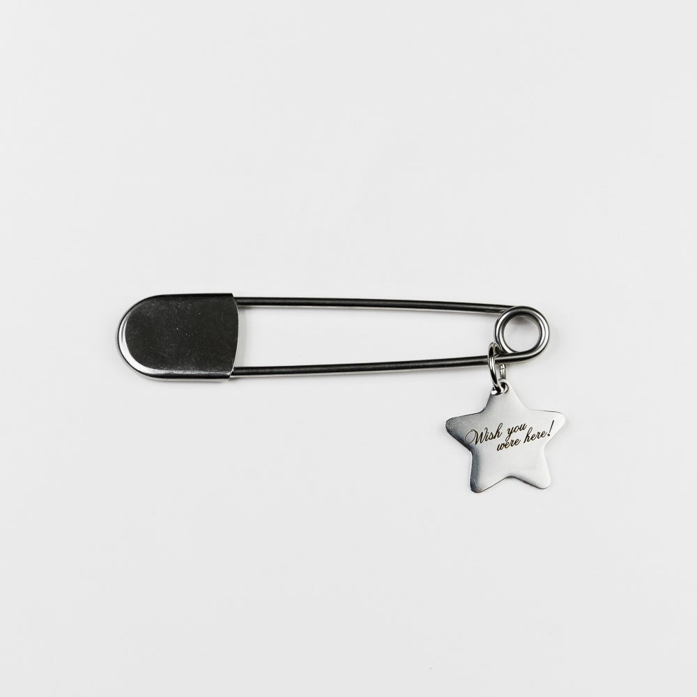 Oversized Safety Pin Keychain with Star Charm