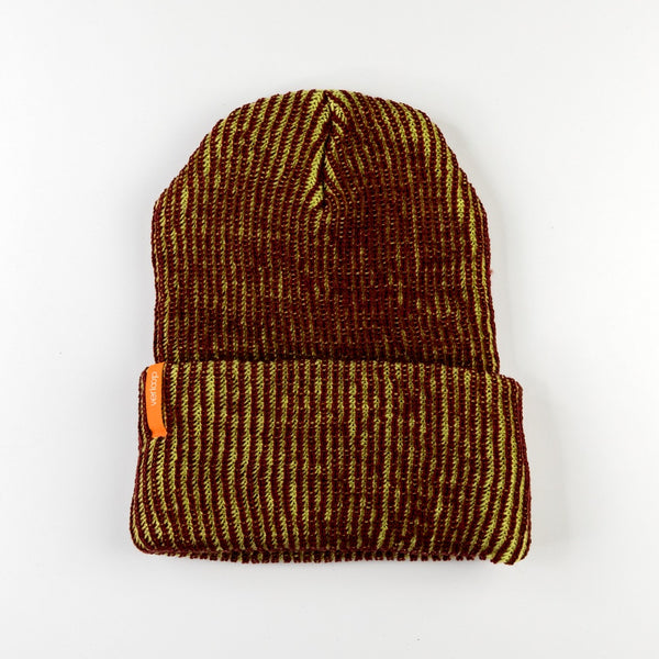 verloop simple rib knit beanie lime and wine red