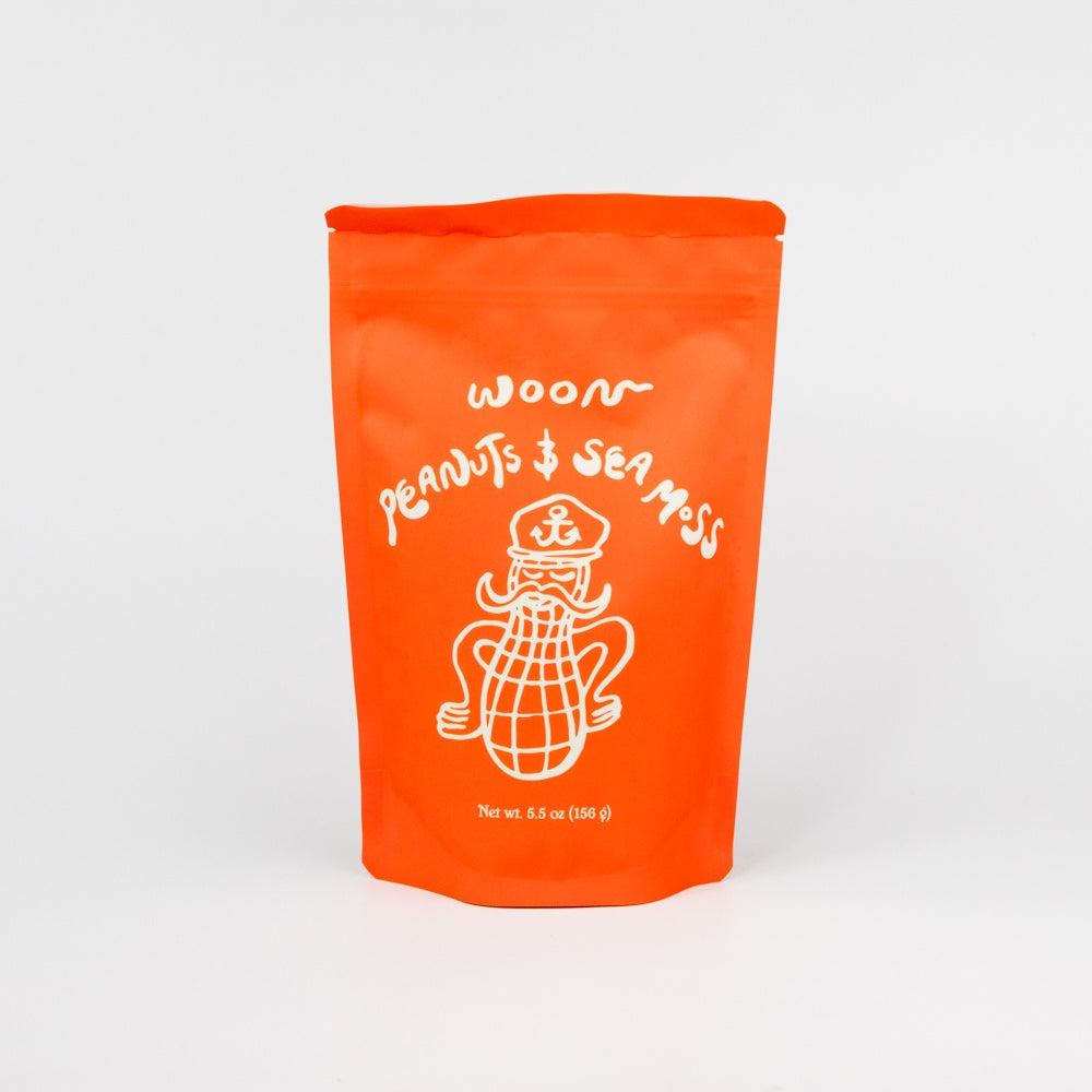 Orange packaging with white text and graphics on a white background