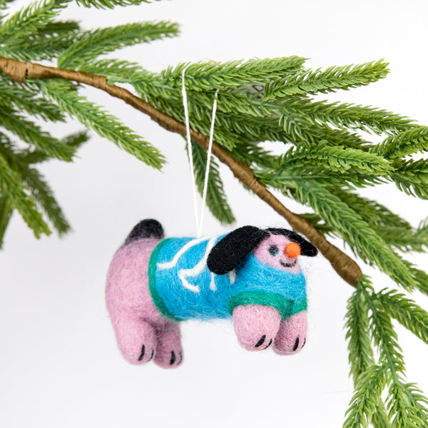 Stumpy Dog Felt Ornament