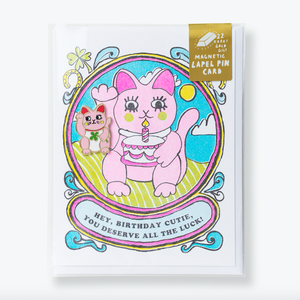 Lucky Cat Lapel Pin Card