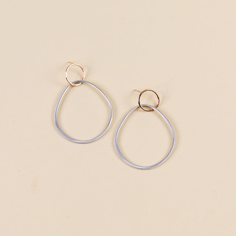 Interlocking Circle & Pear Post Earrings