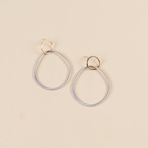 Interlocking Circle & Pear Post Earrings - Silver & Rose Gold
