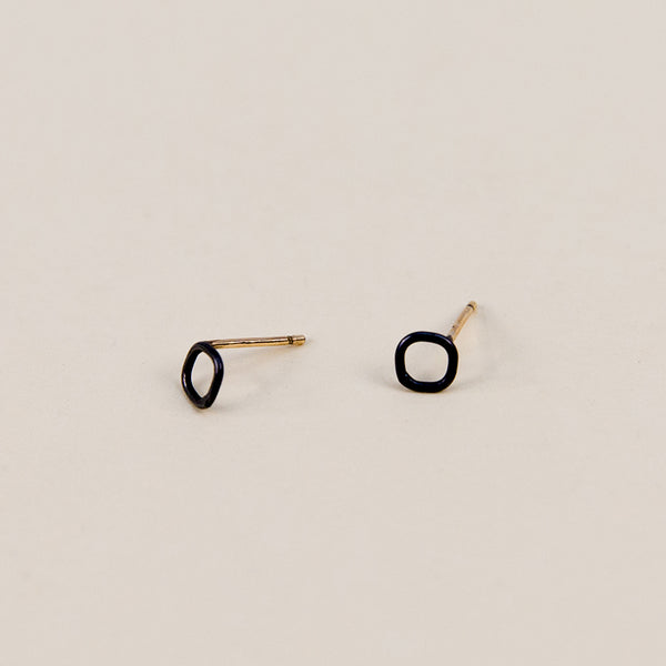 Mini Square Studs - Oxidized Silver