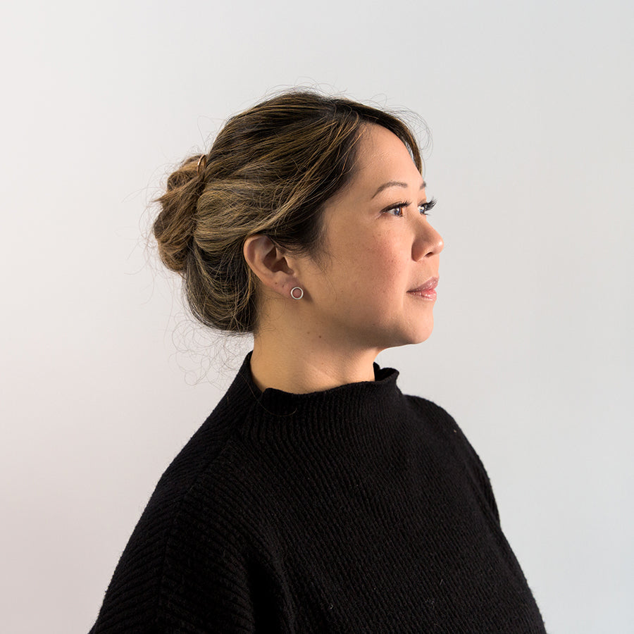 Small Circle Studs - Silver (on model)