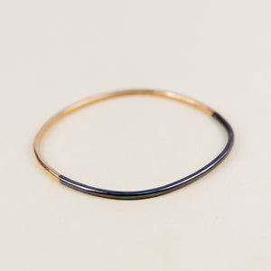 Thick Square Bangle Bracelet - Black and Yellow Gold