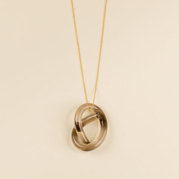 Lucite Knot Necklace - Smoke, Gold