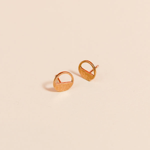 Half Loop Stud Earrings - Rose Gold