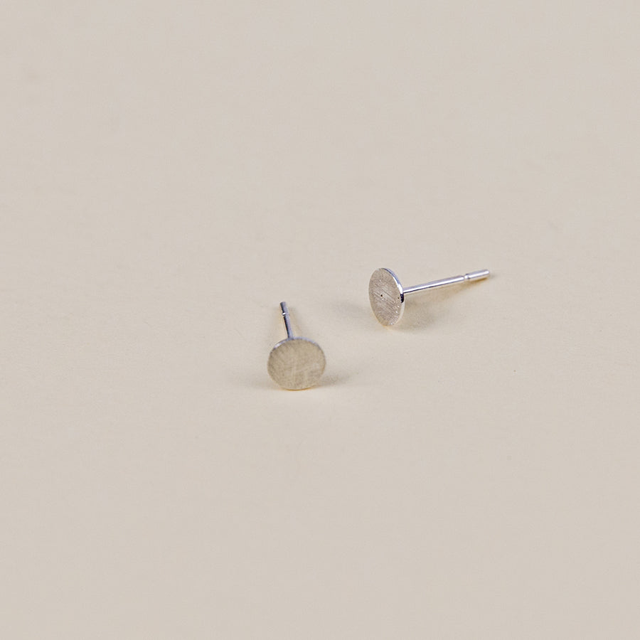 Large Dot Earrings Bright Silver