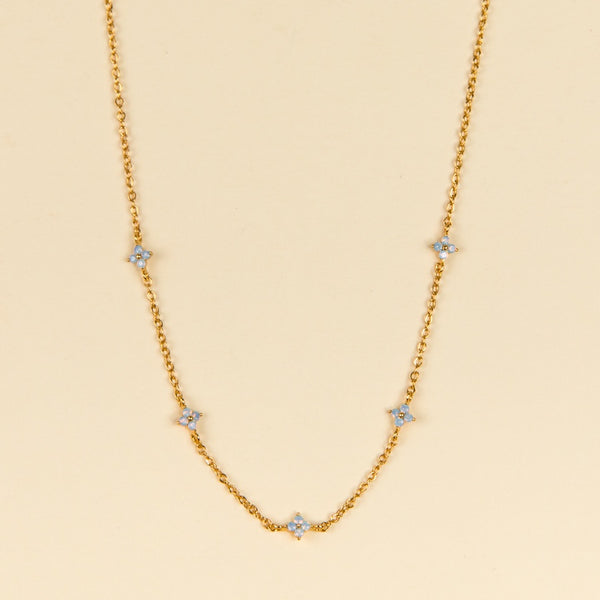 Blue Blossom Love Necklace - Yellow Gold