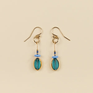 Deco Bauble Earring - Blue and Aquamarine