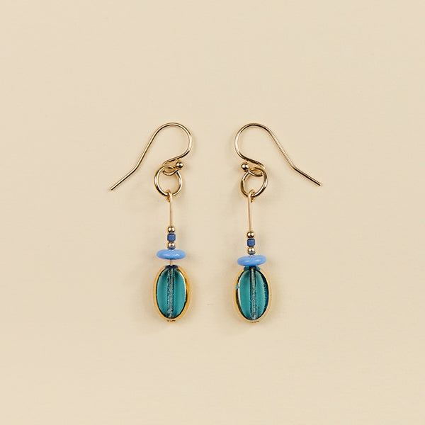 Deco Bauble Earring - Blue and Aquamarine