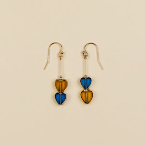 Deco Double Drop Earrings (short hearts) by Jessica Davies