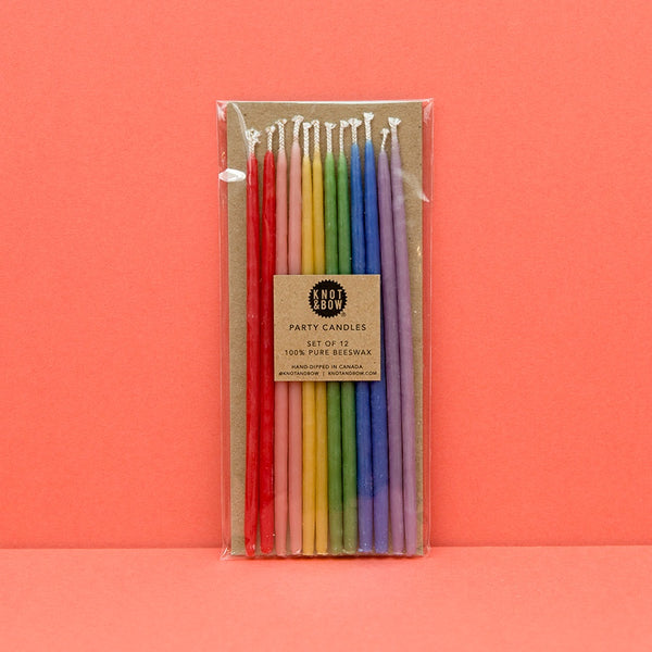 Tall Beeswax Party Candles - Rainbow