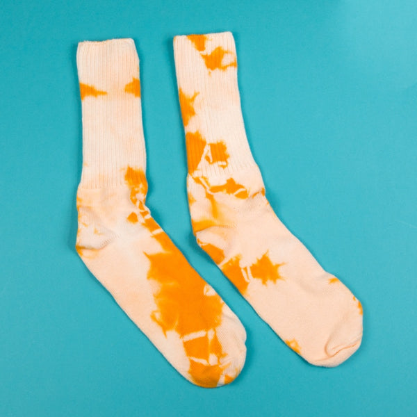 Hand Dyed Sky Socks by Layli Dyes Hard in Creamsicle