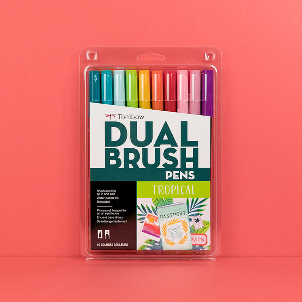Dual Brush Pens 10-Pen Set - Tropical