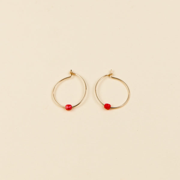 Little Orbit Hoops Earrings - Red