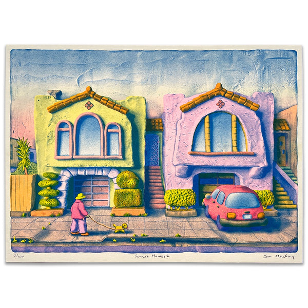 Sunset Houses 2' risograph print
