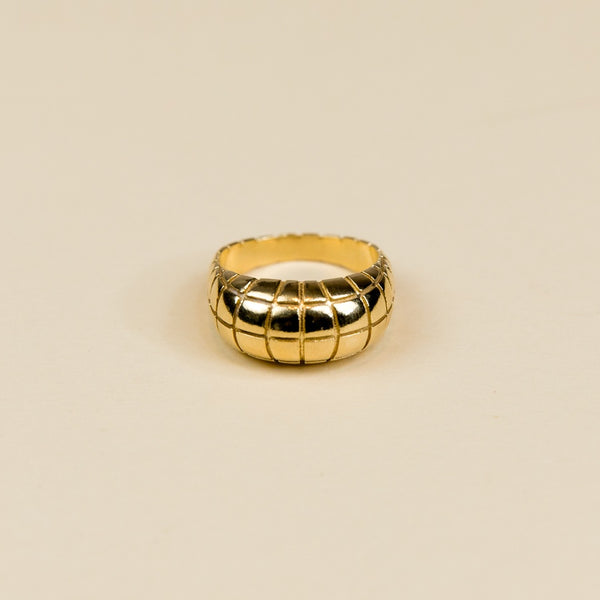 Grid Bubble Ring, Yellow Bronze
