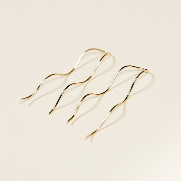 Wavy Threaders Earrings - 14K Gold Fill
