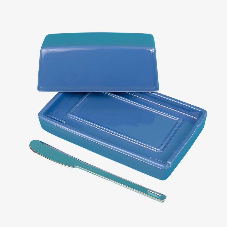 Butter Dish with Stainless Steel Knife - Blueberry