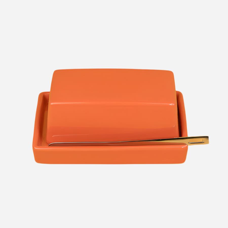Butter Dish with Stainless Steel Knife - Carrot