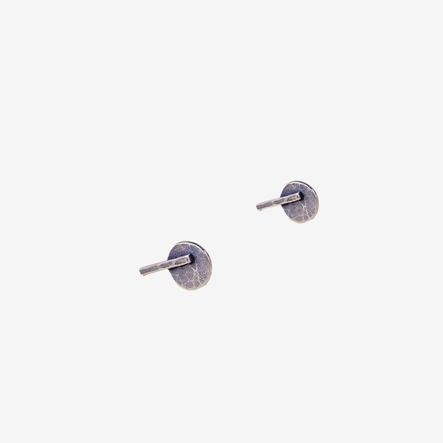 Disc Line Stud Earrings - Silver